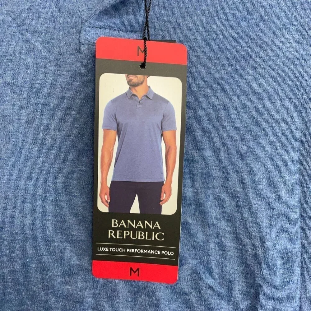 NEW Banana Republic Men's M Luxe Touch Performance Polo Shirt  Blue